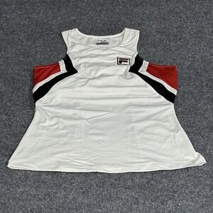 Fila Tank Top Womens Small White Red Black Athletic Racerback Performance Shirt